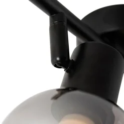 Smarte Deckenleuchte schwarz mit Rauchglas inkl. 2 WiFi P45 - Vidro