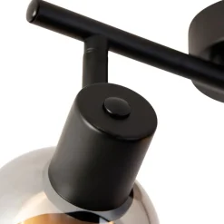 Smarte Deckenleuchte schwarz mit Rauchglas inkl. 2 WiFi P45 - Vidro