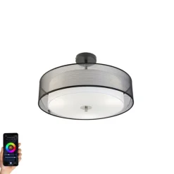 Smarte Deckenleuchte schwarz mit weiß 50 cm inkl. 3 WiFi A60 - Drum Duo