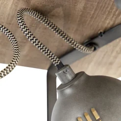 Smarte Deckenleuchte Stahl mit Holz inkl. 4 WiFi GU10 - Emado