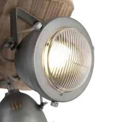 Smarte Deckenleuchte Stahl mit Holz inkl. 4 WiFi GU10 - Emado