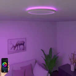 Smarte Deckenleuchte weiß 29,5 cm inkl. LED RGBW IP54 - Siem