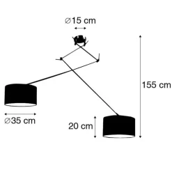 Smarte Hängelampe aus Stahl mit Schirm 35 cm weiß inkl. 2 Wifi A60 - Blitz