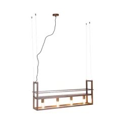 Smarte Hängelampe rostbraun mit Gestell inkl. 4 Wifi A60 - Cage Rack