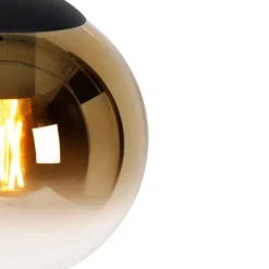 Smarte Hängelampe schwarz mit Goldglas 20 cm inkl. WiFi A60 - Pallon