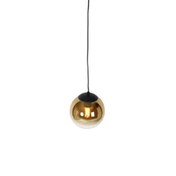 Smarte Hängelampe schwarz mit Goldglas 20 cm inkl. WiFi A60 - Pallon