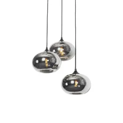 Smarte Hängelampe schwarz mit Rauchglas inkl. 3 WiFi P45 - Busa