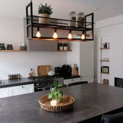 Smarte Hängelampe schwarz mit Rack inkl. 4 WiFi A60 - Cage Rack