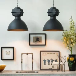 Smarte Industrie-Hängelampe schwarz 38,5 cm inkl. A60 WiFi - Sicko