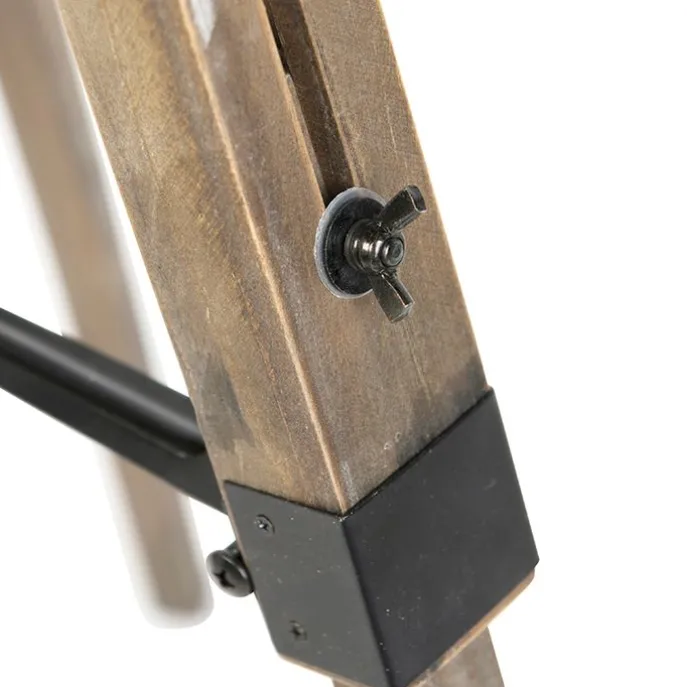 Smarte Industrie-Stativ-Stehlampe Holz mit grau inkl. WiFi A60 - Laos