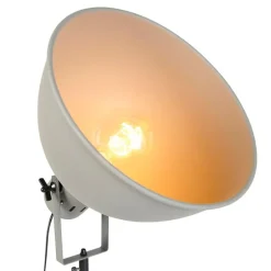 Smarte Industrie-Stativ-Stehlampe Holz mit grau inkl. WiFi A60 - Laos