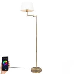 Smarte klassische Stehleuchte Bronze mit Weiß inkl. WiFi A60 - Ladas Fix