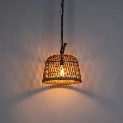 Smarte ländliche Hängelampe Rattan inkl. Wifi G125 Lichtquelle - Calamus