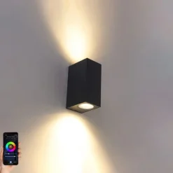 Smarte moderne Wandleuchte schwarz IP44 inkl. 2 Wifi GU10 - Baleno