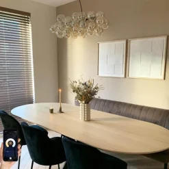 Smarte Pendelleuchte schwarz mit Bernstein-Glas inkl. 8 Wifi G9 - Uvas