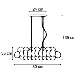 Smarte Pendelleuchte schwarz mit Bernstein-Glas inkl. 8 Wifi G9 - Uvas