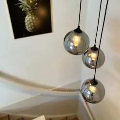 Smarte Pendelleuchte Schwarz mit Rauchglas inkl. 3 Wifi A60 - Wallace