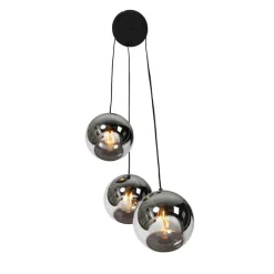 Smarte Pendelleuchte Schwarz mit Rauchglas inkl. 3 Wifi A60 - Wallace