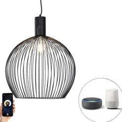 Smarte runde Hängelampe schwarz 50 cm inkl. Wifi G95 - Dos