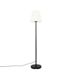 Smarte Stehleuchte schwarz mit weißem Schirm 35 cm IP65 inkl. LED - Virginia