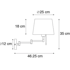 Smarte Wandleuchte Bronze mit weißem Schirm inkl. WLAN A60 - Ladas Deluxe