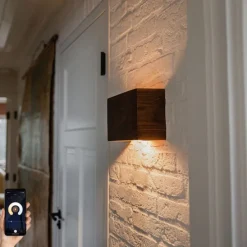 Smarte Wandleuchte Nussbaumholz 24 cm inkl. Wifi G9 - Otan