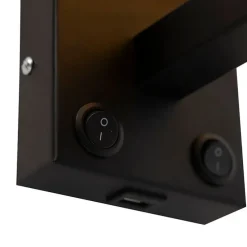 Smarte Wandleuchte schwarz mit USB inkl. WLAN A60 und GU10 - Zeno
