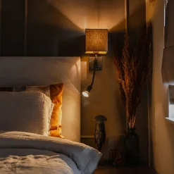 Smarte Wandleuchte schwarz mit USB inkl. WLAN A60 und GU10 - Zeno