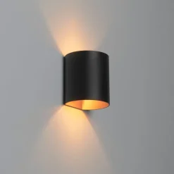 Smarte Wandleuchte schwarz mit Messing inkl. WiFi G9 - Sabbio