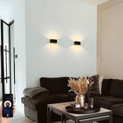 Smarte Wandleuchte schwarz 24 cm inkl. 2 WiFi G9 - Otan