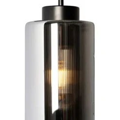 Smarte Wandleuchte schwarz mit Rauchglas inkl. WiFi ST64 - Laura