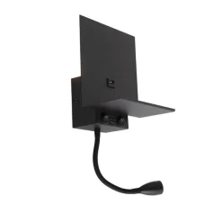 Smarte Wandleuchte schwarz mit USB und Flexarm inkl. WiFi G9 - Flero
