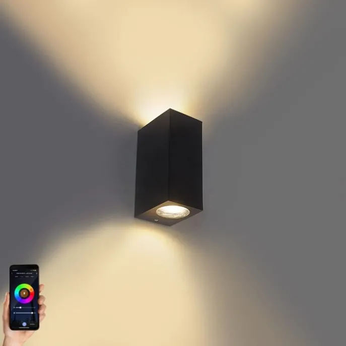 Smarte Wandleuchte schwarz aus Kunststoff inkl. 2 WiFi GU10 - Baleno II