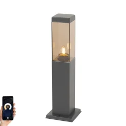 Smarte Wegeleuchte Dunkelgrau mit Rauchglas 45 cm inkl. WiFi P45 - Malios