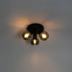 Smarter Deckenstrahler schwarz mit Rauchglas inkl. 3 WiFi P45 - Vidro
