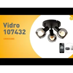 Smarter Deckenstrahler schwarz mit Rauchglas inkl. 3 WiFi P45 - Vidro