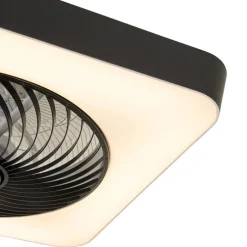 Smarter Deckenventilator eckig schwarz inkl. LED dimmbar - Climo