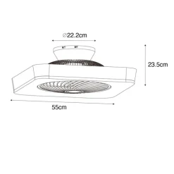 Smarter Deckenventilator eckig schwarz inkl. LED dimmbar - Climo