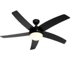 Smarter Deckenventilator schwarz mit Holzprint 132cm inkl. LED Dimmbar mit Fernbedienung - Cool