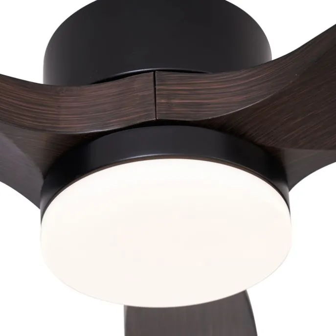 Smarter Deckenventilator schwarz mit Holzprint 132cm inkl. LED Dimmbar mit Fernbedienung - Joly