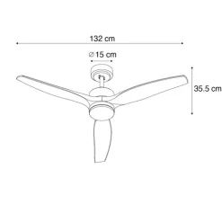 Smarter Deckenventilator schwarz mit Holzprint 132cm inkl. LED Dimmbar mit Fernbedienung - Joly