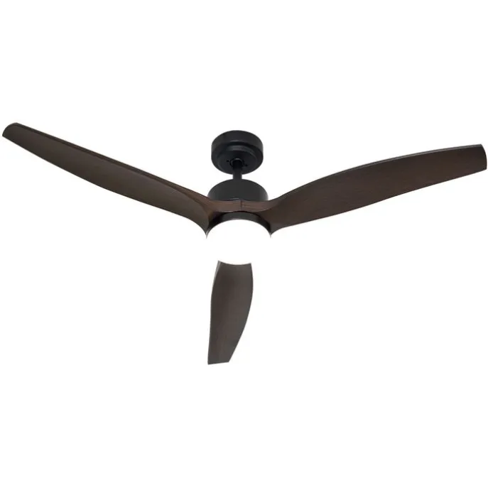 Smarter Deckenventilator schwarz mit Holzprint 132cm inkl. LED Dimmbar mit Fernbedienung - Joly