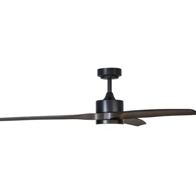 Smarter Deckenventilator schwarz mit Holzprint 132cm inkl. LED Dimmbar mit Fernbedienung - Joly