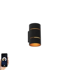 Smart-Wandleuchte schwarz mit goldenem Innenleben inkl. WiFi G9 - Ria