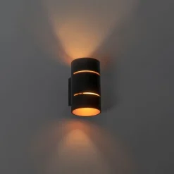 Smart-Wandleuchte schwarz mit goldenem Innenleben inkl. WiFi G9 - Ria