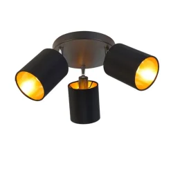 Spot schwarz mit goldener Innenseite 3-Licht - Lofty