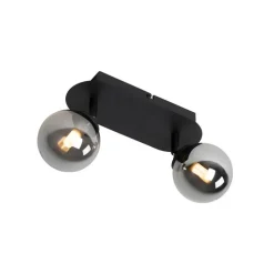 Spot schwarz mit Rauchglas 2-Licht verstellbar - Athen