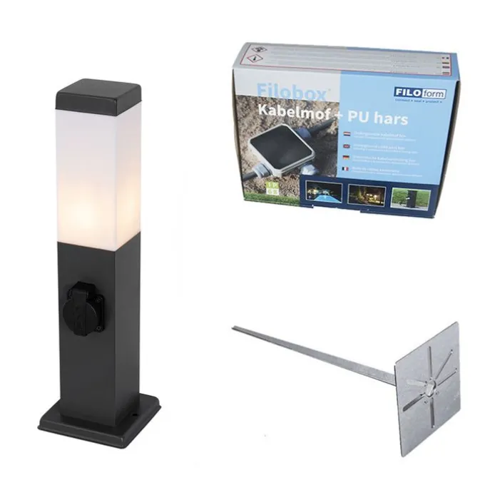 Steh-Außenleuchte dunkelgrau 45 cm mit Fassung IP44 - Malios