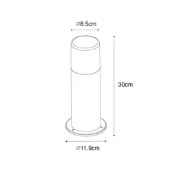 Stehende Außenleuchte schwarz mit Rauchschirm 30 cm IP44 - Odense