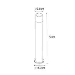 Stehende Außenleuchte schwarz mit Rauchschirm 70 cm - Odense
